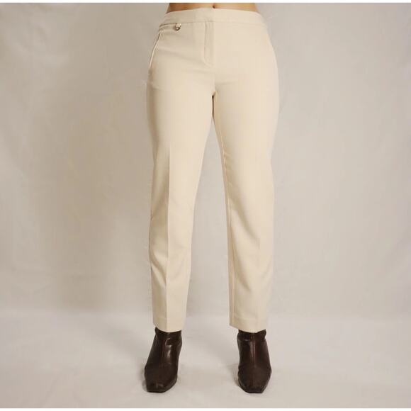 Adrianna Papell Cream Bamboo Kate Bi-Stretch Trousers Pants 14 Career Workwear - Picture 1 of 8